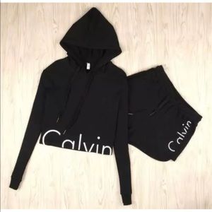 🔥last one🔥2pcs set hoodies sweatshirt and shorts